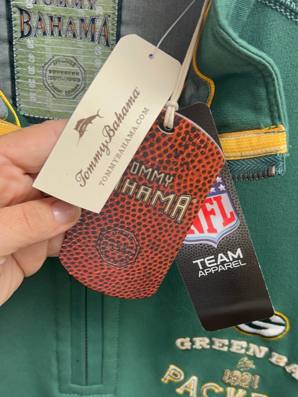 Tommy Bahama Green Bay Packers Green Quarter-Zip Pullover Size Medium - Picture 5 of 6
